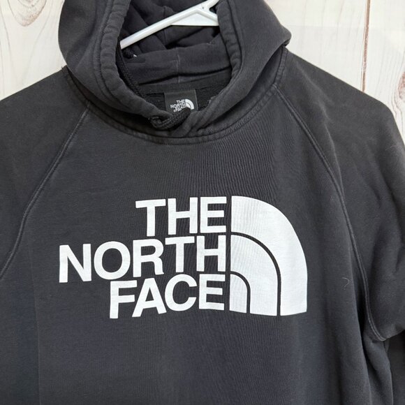 The North Face Logo Fleece Hoodie Women’s Large Black Pullover EUC - Picture 2 of 9